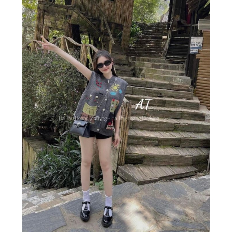 Áo gile len họa tiết hàng QCL1