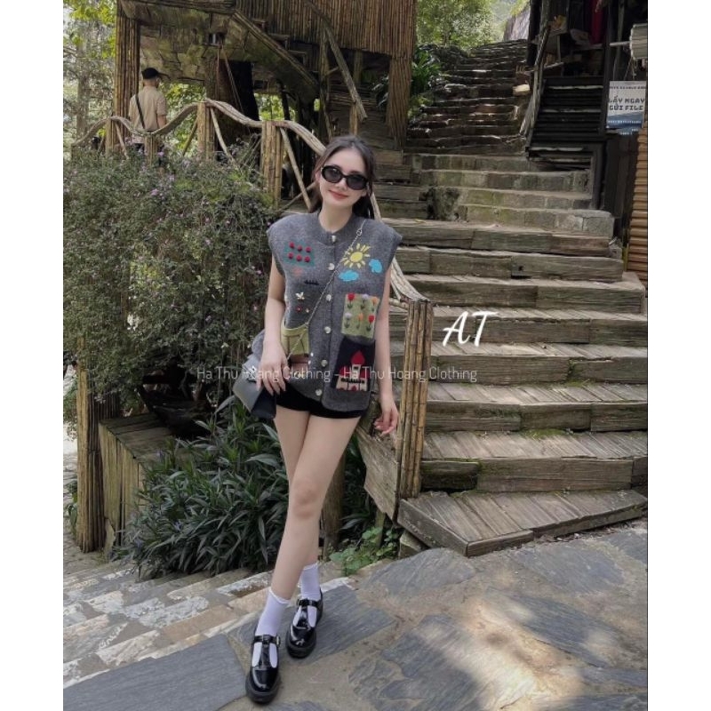 Áo gile len họa tiết hàng QCL1