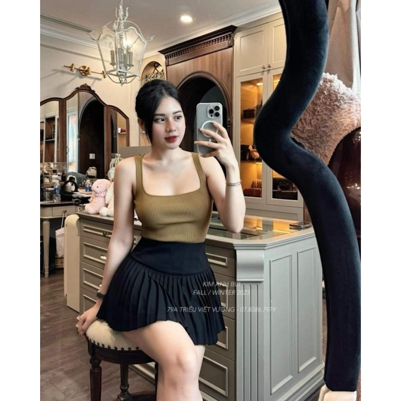 Áo len cổ vuông ôm body hàng QCL1