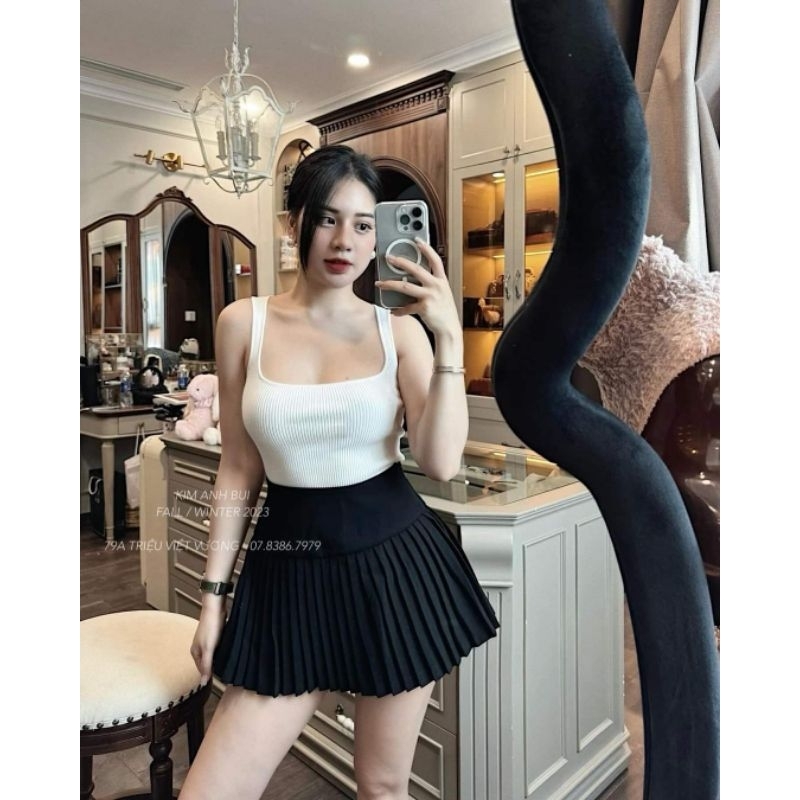 Áo len cổ vuông ôm body hàng QCL1