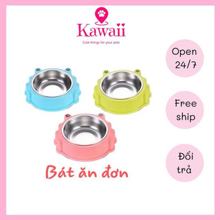 Bát ăn hình ếch đôi/đơn inox cho chó mèo