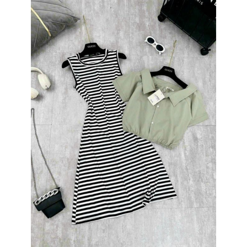 Bigsize Xuân Phúc 50-95kg: Set váy suông và sơ mi croptop