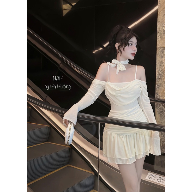 Váy đầm 2 dây bèo tiểu thư đi ăn cưới đi chơi