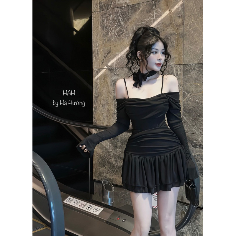 Váy đầm 2 dây bèo tiểu thư đi ăn cưới đi chơi