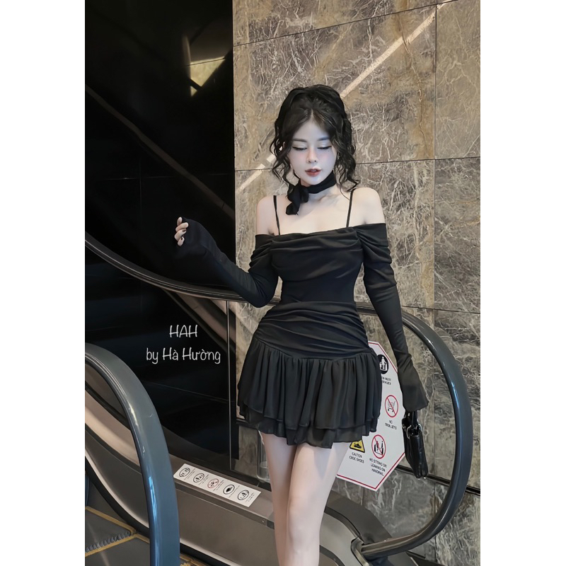 Váy đầm 2 dây bèo tiểu thư đi ăn cưới đi chơi