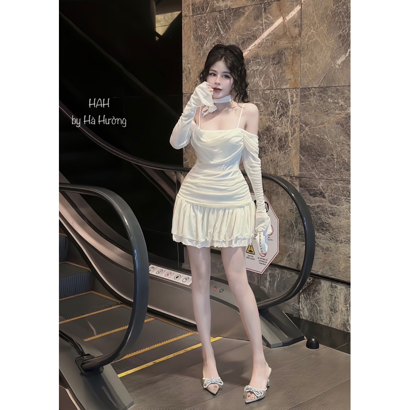 Váy đầm 2 dây bèo tiểu thư đi ăn cưới đi chơi