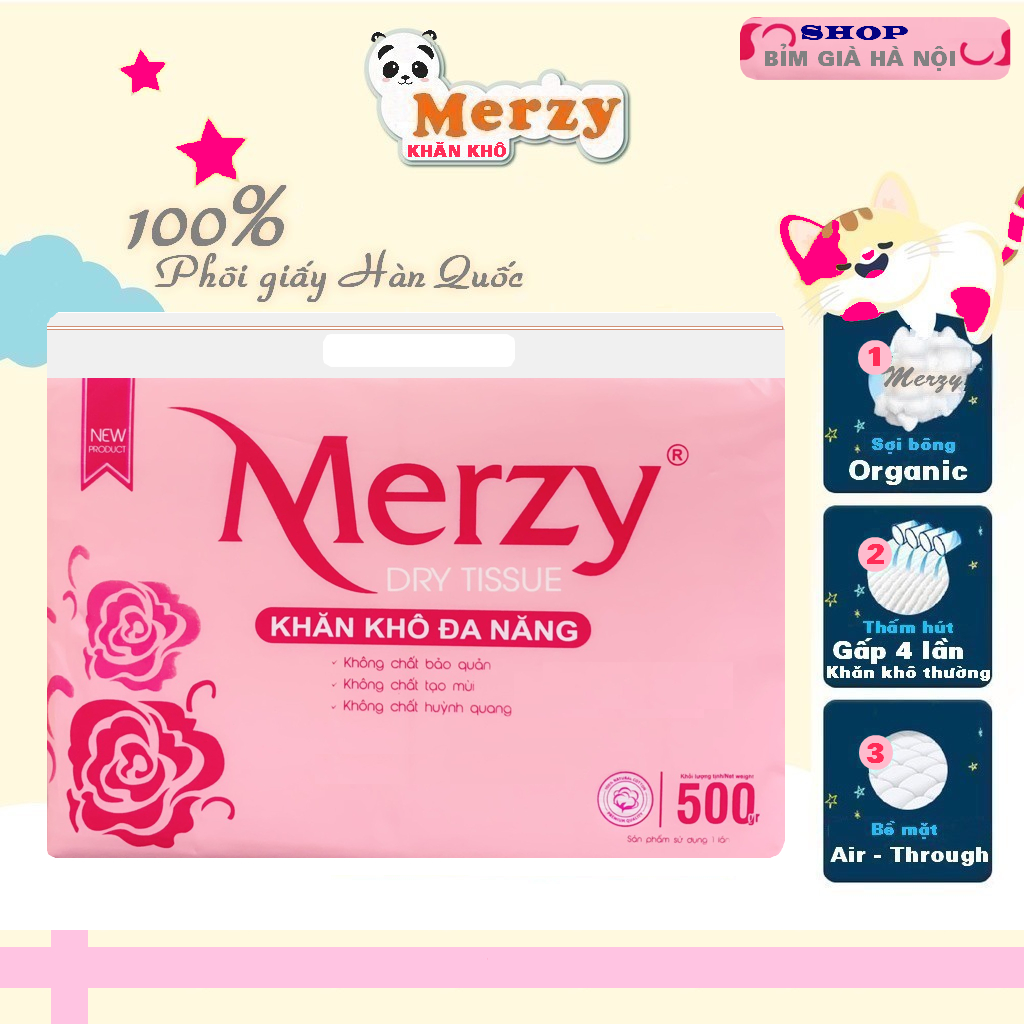 Khăn khô đa năng MERZY 500g CHUẨN, kháng khuẩn, ION bạc, 100% corton Khăn khô đa năng MEZY 500g