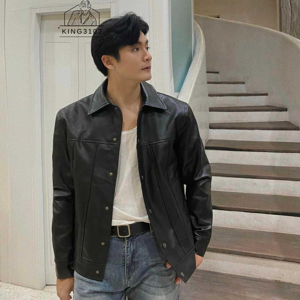 Áo Khoác Da, Áo Khoác Cho Nam Jacket Chất Da PU Nhập Khẩu Cao Cấp Phong Cách Hàn Quốc - Jacket Cúc Bấm