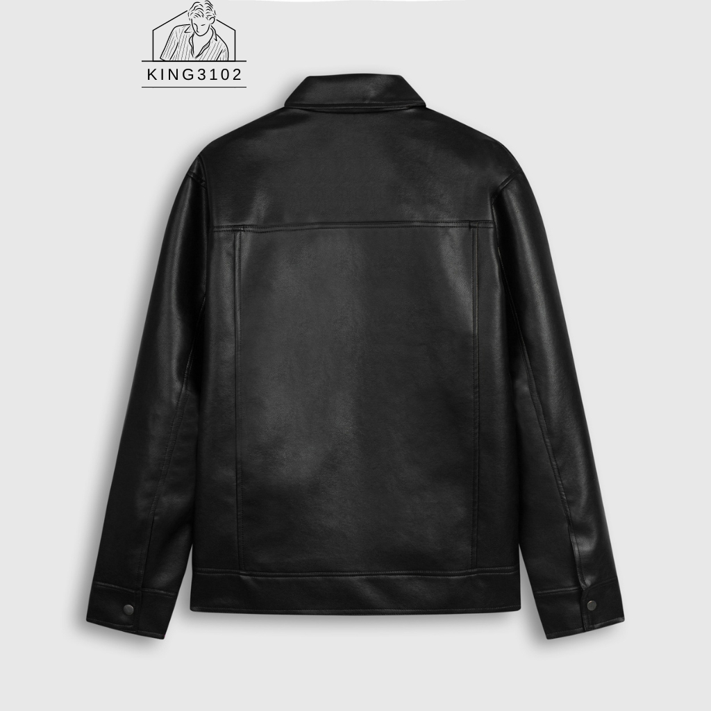 Áo Khoác Da, Áo Khoác Cho Nam Jacket Chất Da PU Nhập Khẩu Cao Cấp Phong Cách Hàn Quốc - Jacket Cúc Bấm