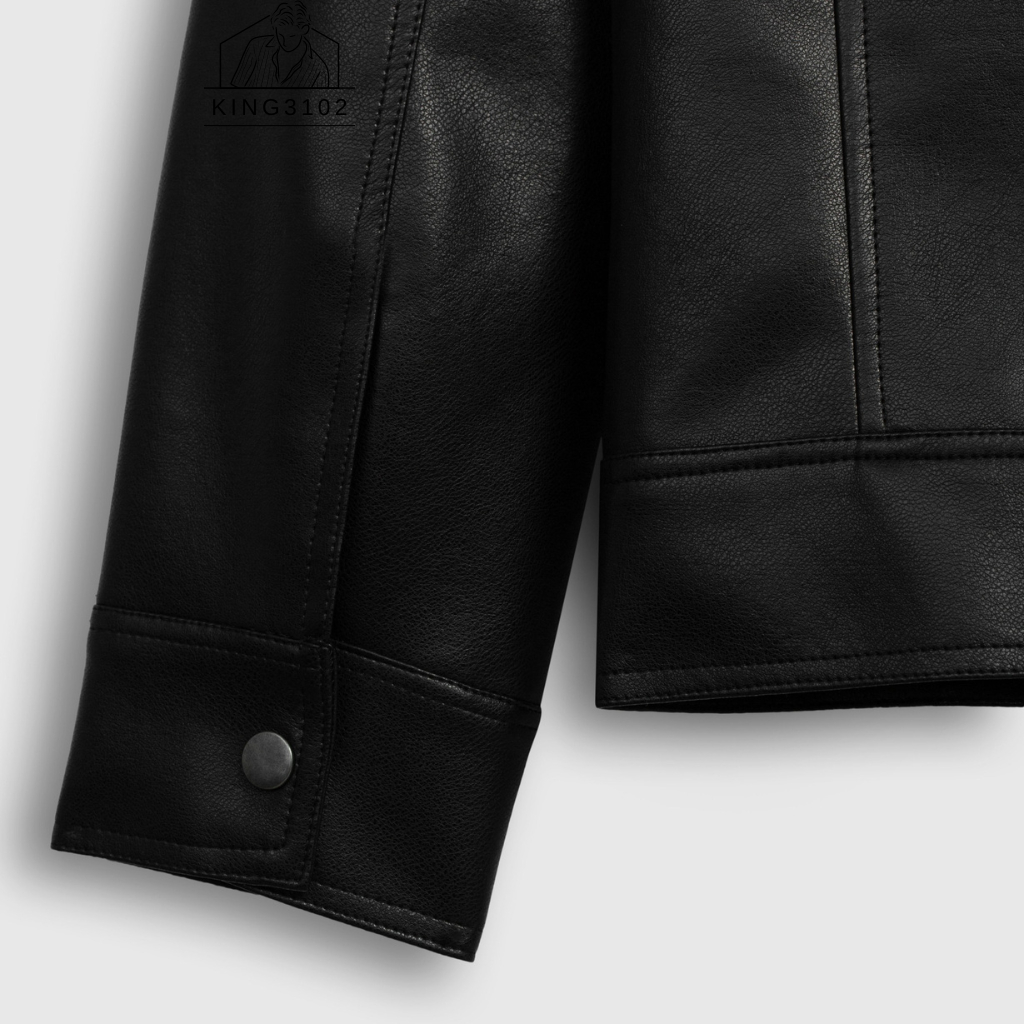 Áo Khoác Da, Áo Khoác Cho Nam Jacket Chất Da PU Nhập Khẩu Cao Cấp Phong Cách Hàn Quốc - Jacket Cúc Bấm