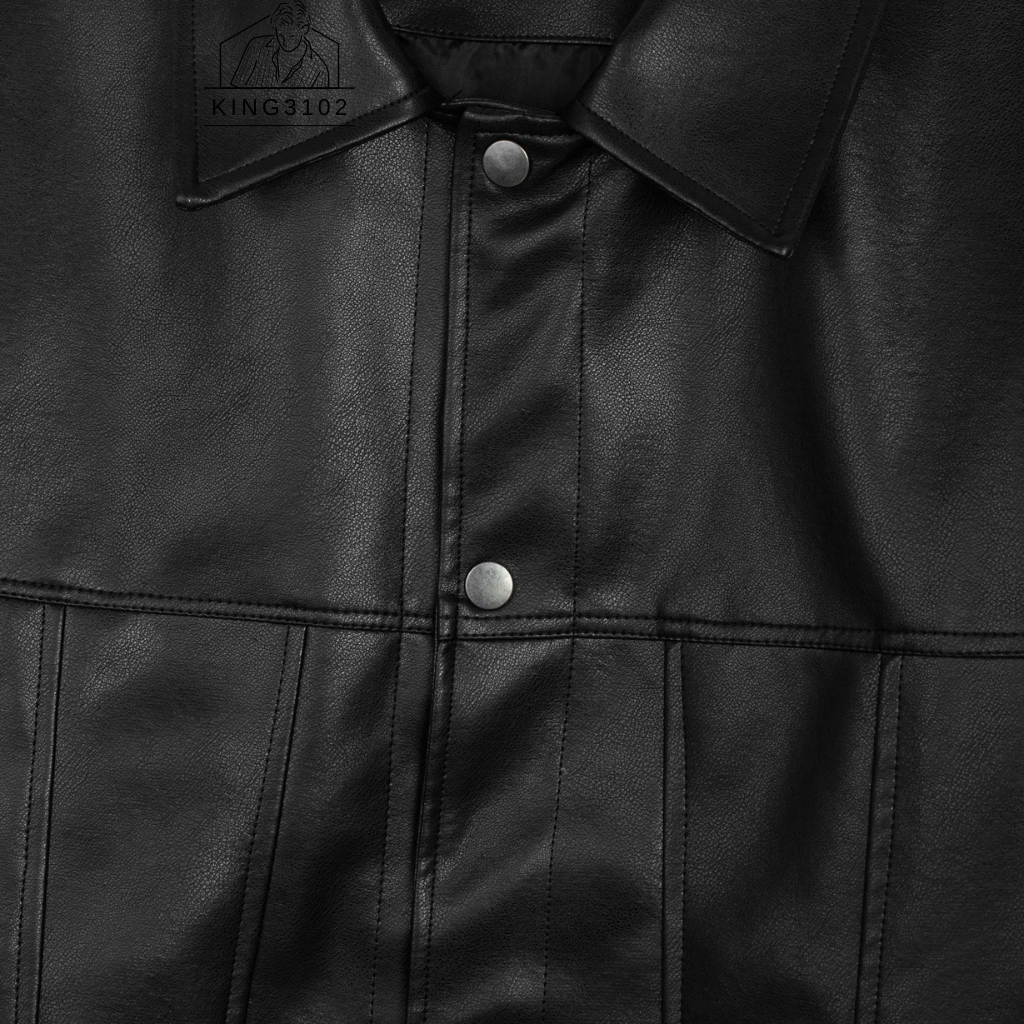 Áo Khoác Da, Áo Khoác Cho Nam Jacket Chất Da PU Nhập Khẩu Cao Cấp Phong Cách Hàn Quốc - Jacket Cúc Bấm