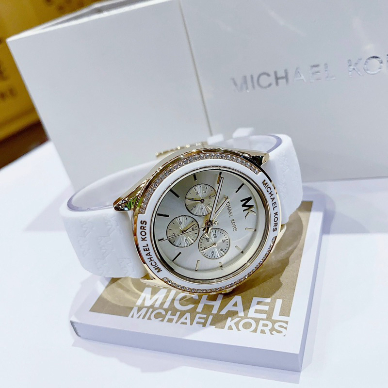 Đồng hồ nữ Michael Kors MK7267 mặt tròn dây da màu trắng