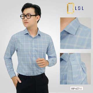 Áo  Sơ Mi Sọc Cotton Dài Tay Có Túi Ngực, Thấm Hút Mồ Hôi, Hạn Chế Nhăn Nhàu, Kháng Khuẩn, Thương Hiệu LDL Size Từ 45-85
