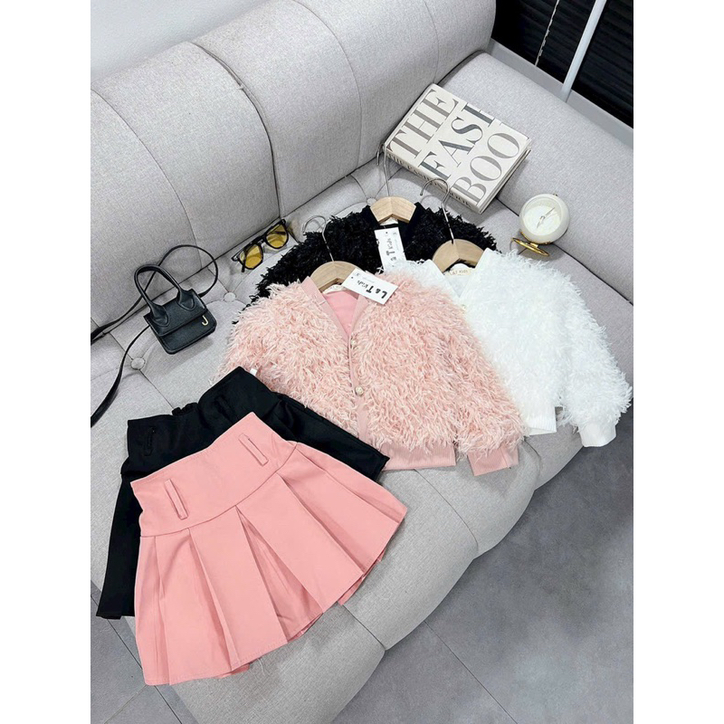 Set áo lông mix chân váy xoè siêu sang