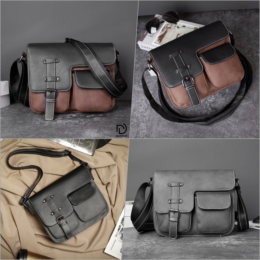 Túi Đeo Chéo Nam Cao Cấp Unisex Detolo Đi Chơi Chống Nước