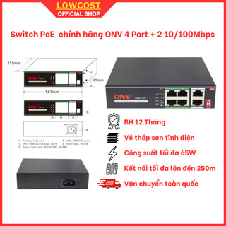 Switch poe chính hãng onv 4 cổng + 2 cổng uplink model onv-h1064phc