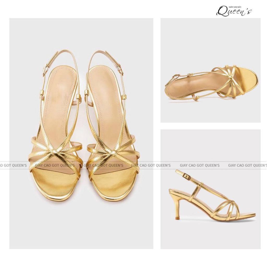 Sandal gót vuông imqueen, chất liệu da lì - tráng gương, cao 5-7cm