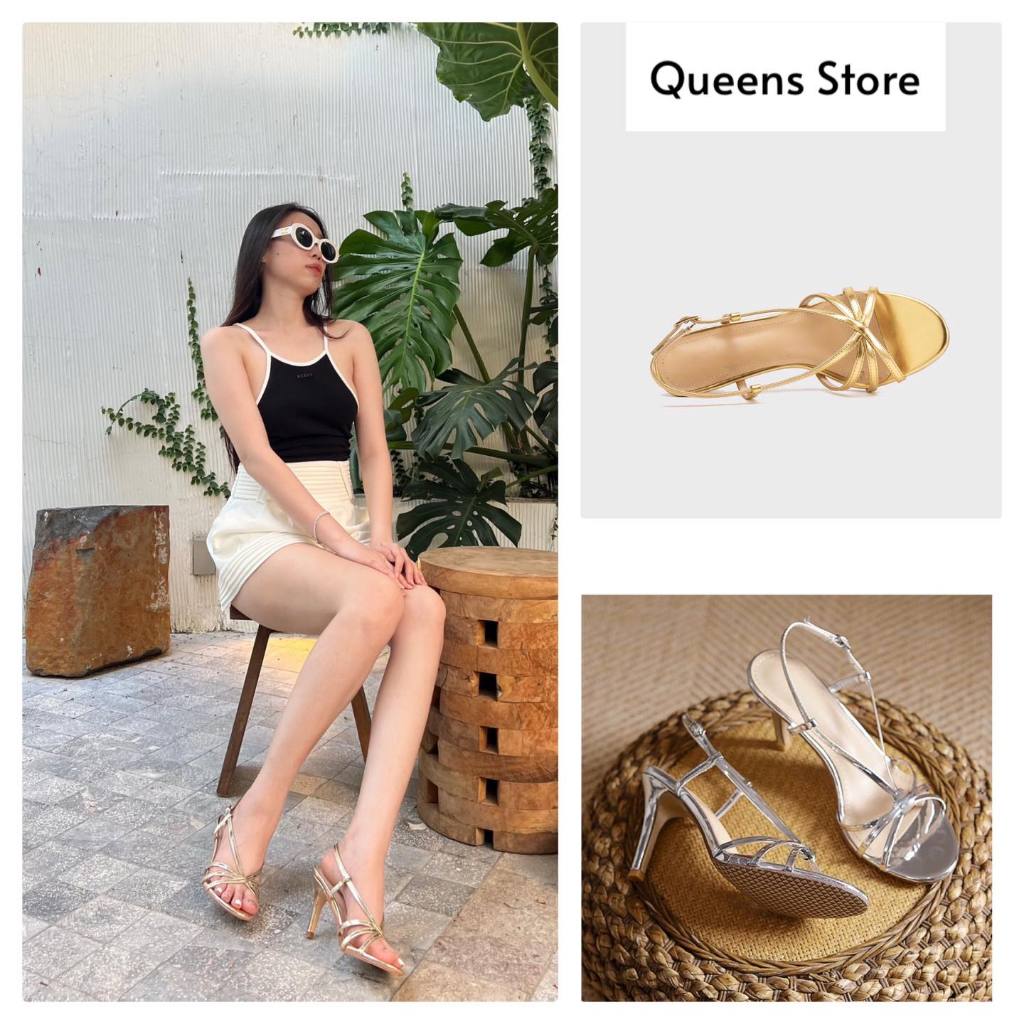 Sandal gót vuông imqueen, chất liệu da lì - tráng gương, cao 5-7cm