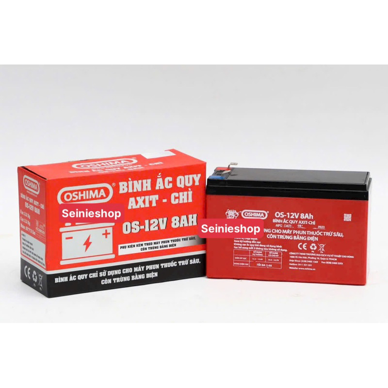 Ắc quy Oshima 12V 12Ah/ 8Ah cho xe đạp điện bình xịt điện loa kéo