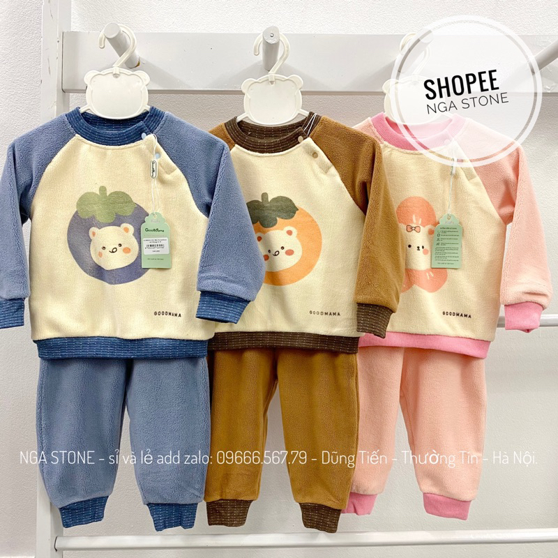 Bộ quần áo dài chần bông cho bé trai bé gái hãng goodmama