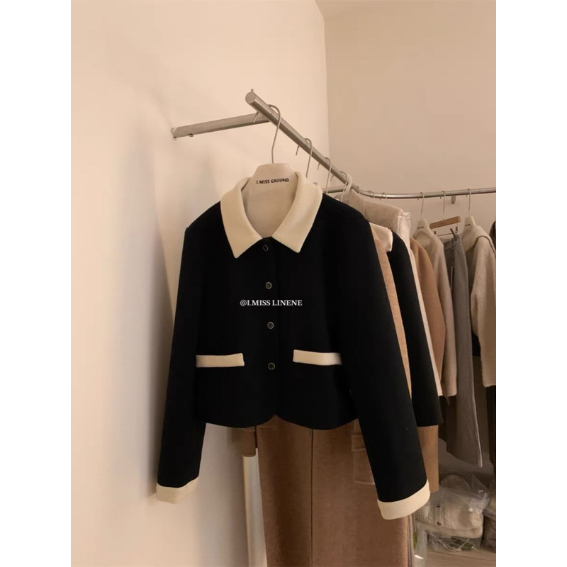 Áo dạ cổ pha I MISS LINENE full pack 60223 // Hàng có sẵn 🇰🇷