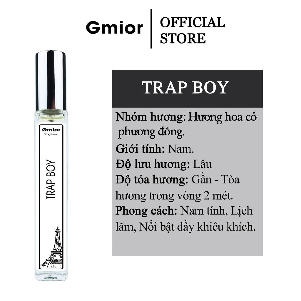 ✅ Nước Hoa Trap Boy Nam Tính, Mạnh Mẽ, Sang Trọng 10ml Tiện Lợi - Lưu Hương 8 - 12 Tiếng