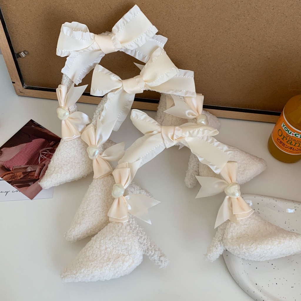 CC108 Cài tóc nữ băng đô bờm tóc thỏ lông xù dễ thương