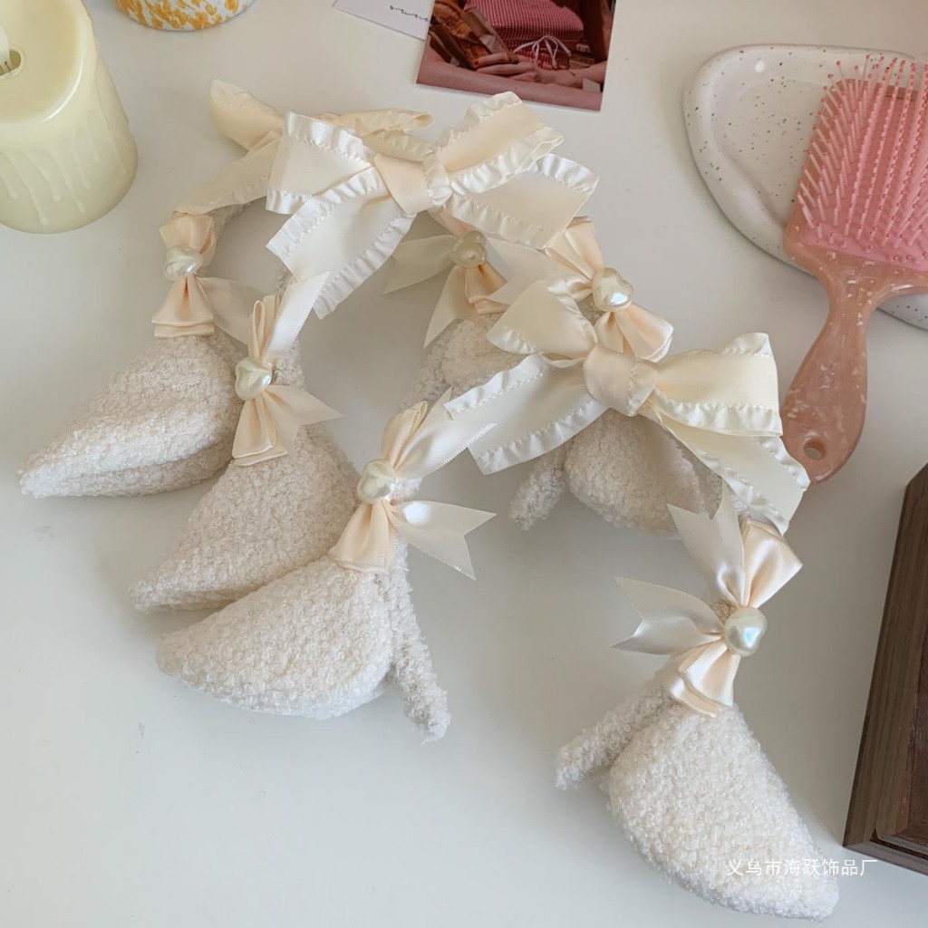 CC108 Cài tóc nữ băng đô bờm tóc thỏ lông xù dễ thương