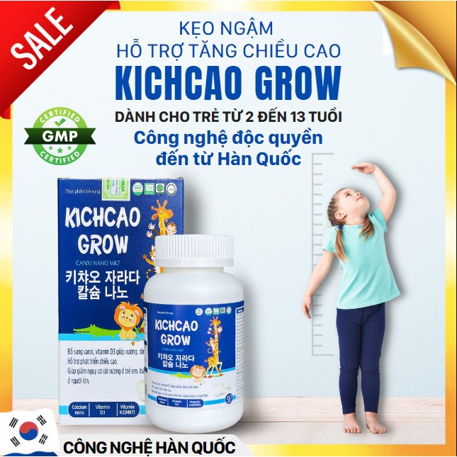 Kẹo ngậm Canxi Nano Mk7 Richcao Grow công nghệ Hàn Quốc giúp tăng chiều cao vượt trội từ 5-7 cm