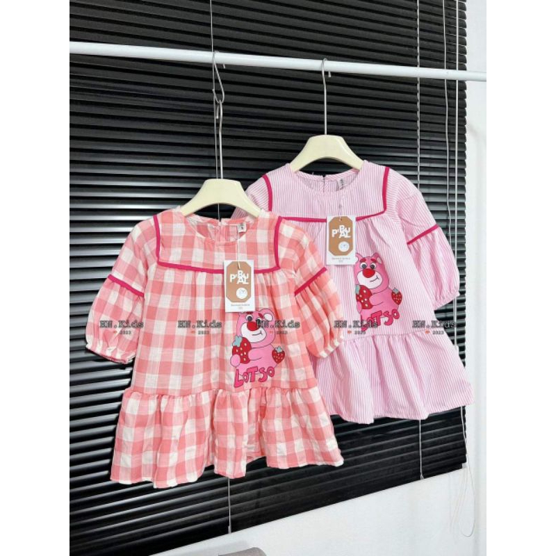 8 đến 28kg.vay gấu dâu cho bé.váy thu đông cho bé gái.hình thật trải san