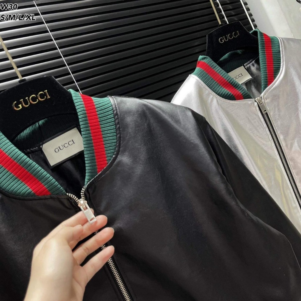 Áo KHoác , Áo Khoác Bomber Da Phôi Viền G.C cao cấp