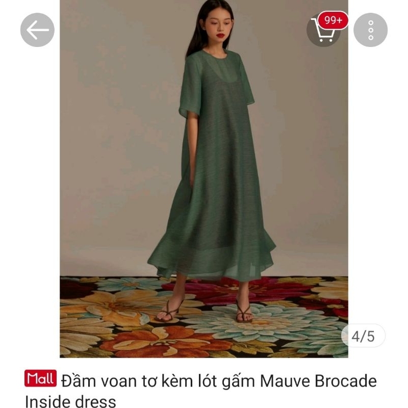 ĐẦM VOAN TƠ KÈM LÓT GẤM MAUVE BROCADE INSIDE DRESS
