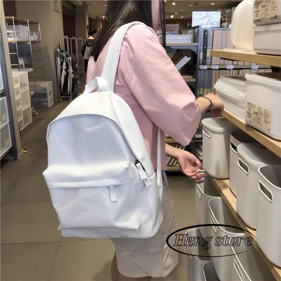 Balo da PU đi học nam nữ Ulzzang Hàn Quốc basic cặp sách đi chơi đi du lịch đựng laptop thời trang Unisex-B15