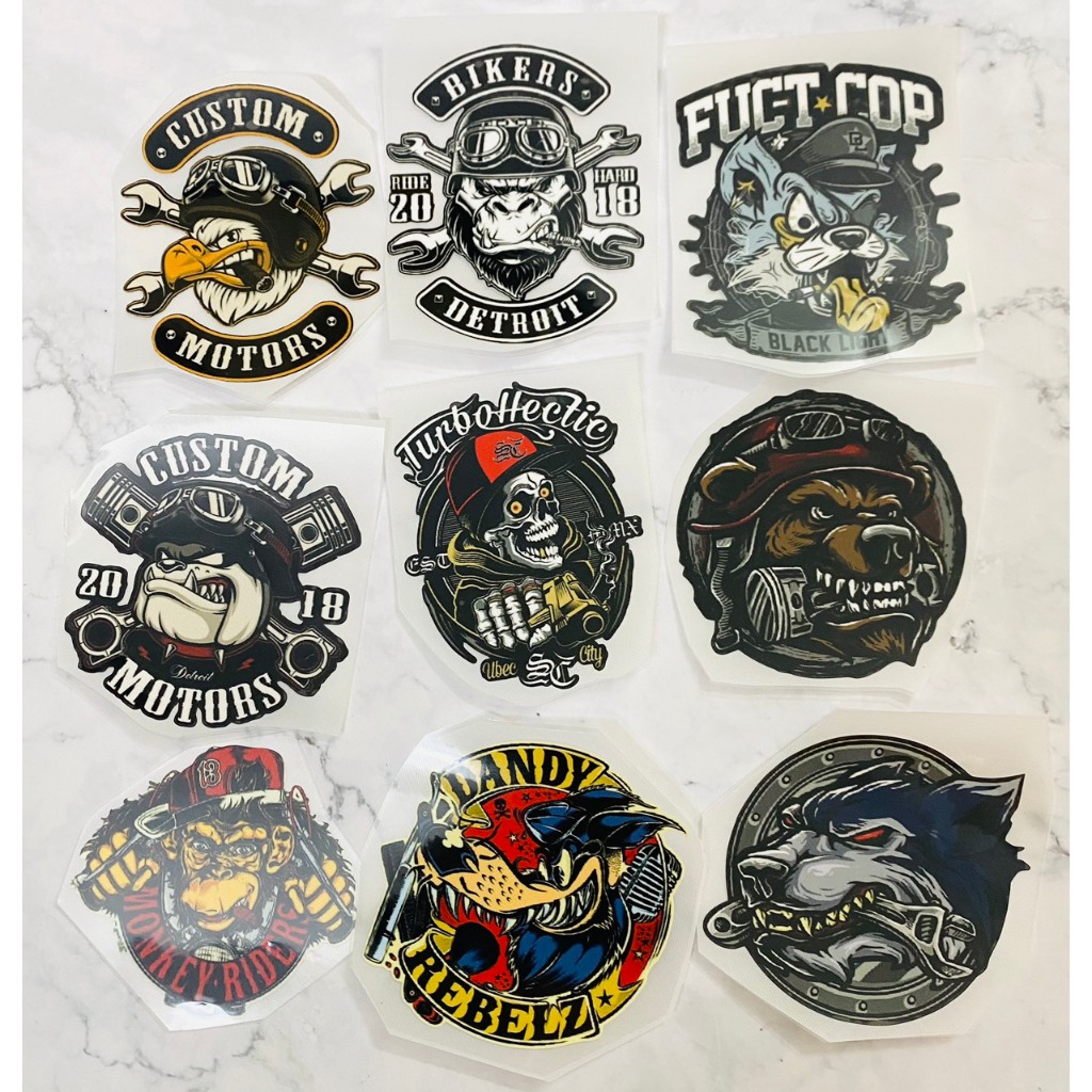 Hình Ủi Nhiệt, Decal Nhiệt KTS - Phong Cách Biker 8 - Hình Thú - Poseidon.est2019