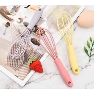 Dụng Cụ Đánh Trứng Cầm Tay- Phới Lồng Đánh Trứng Làm Bánh Khuấy Bột Bằng Silicon Màu Pastel