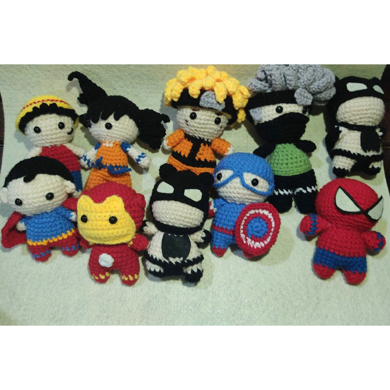 🌷Tiệm len tulinh ✨ móc len hoạt hình siêu anh hùng : naruto, batman, kakashi, spiderman, superman,….
