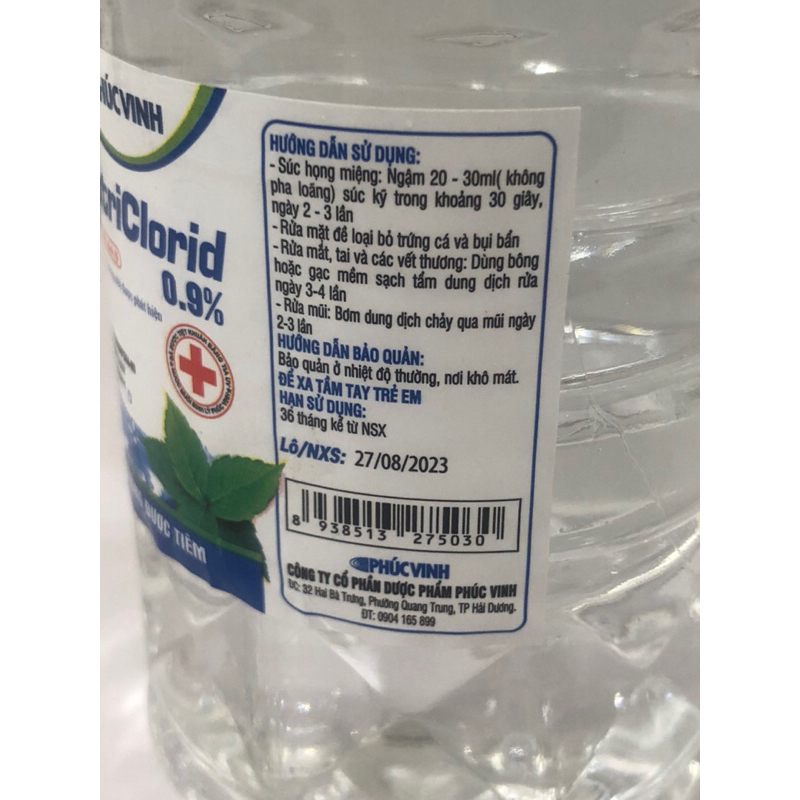 Nước muối sinh lý vệ sinh họng, miệng, rửa vết thương ,rửa mặt,…