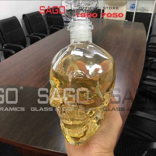 Bình Thủy Tinh Đầu Lâu Đựng Ruou 750ml