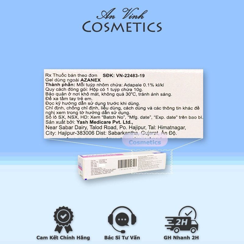Kem giảm mụn ẩn Azanex Gel - 10g