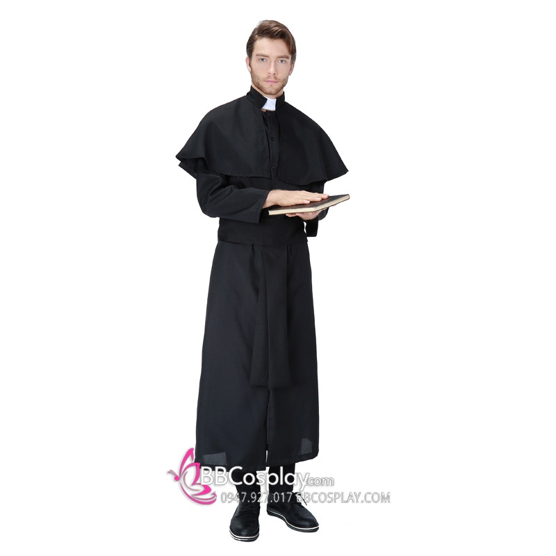 Đồ Linh Mục Cha Xứ Đen Trơn  Halloween - 3811