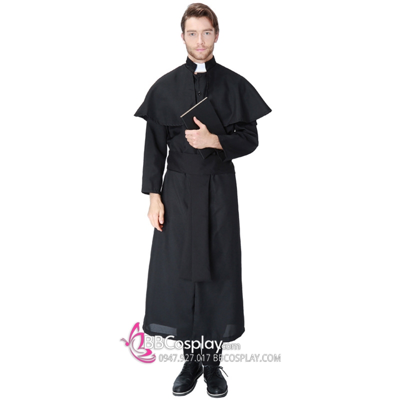 Đồ Linh Mục Cha Xứ Đen Trơn  Halloween - 3811