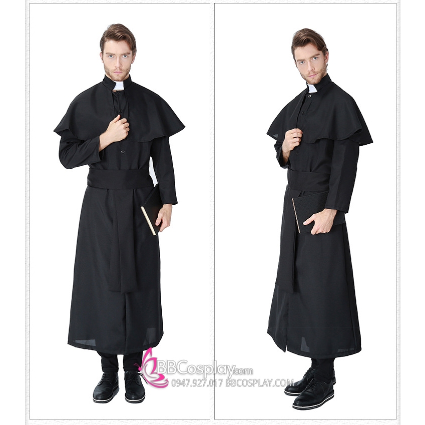 Đồ Linh Mục Cha Xứ Đen Trơn  Halloween - 3811