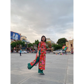 Áo dài con công cho mẹ