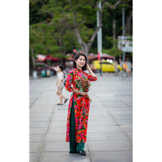 Áo dài con công cho mẹ