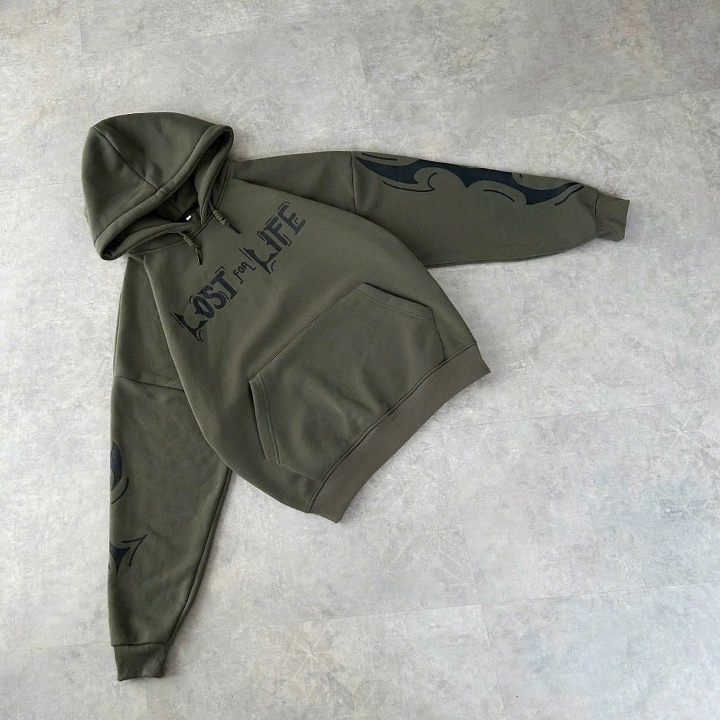 Áo Hoodie Unissex Vải Nỉ in Chữ Lost For Life Nón Rộng Túi Sỏ .AT