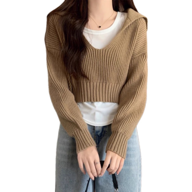 Áo len dáng croptop kèm áo trong xinh