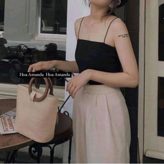 Áo hai dây tăm, áo 2 dây thun croptop ôm sợi bún tím/trắng/đen AVATEN M215