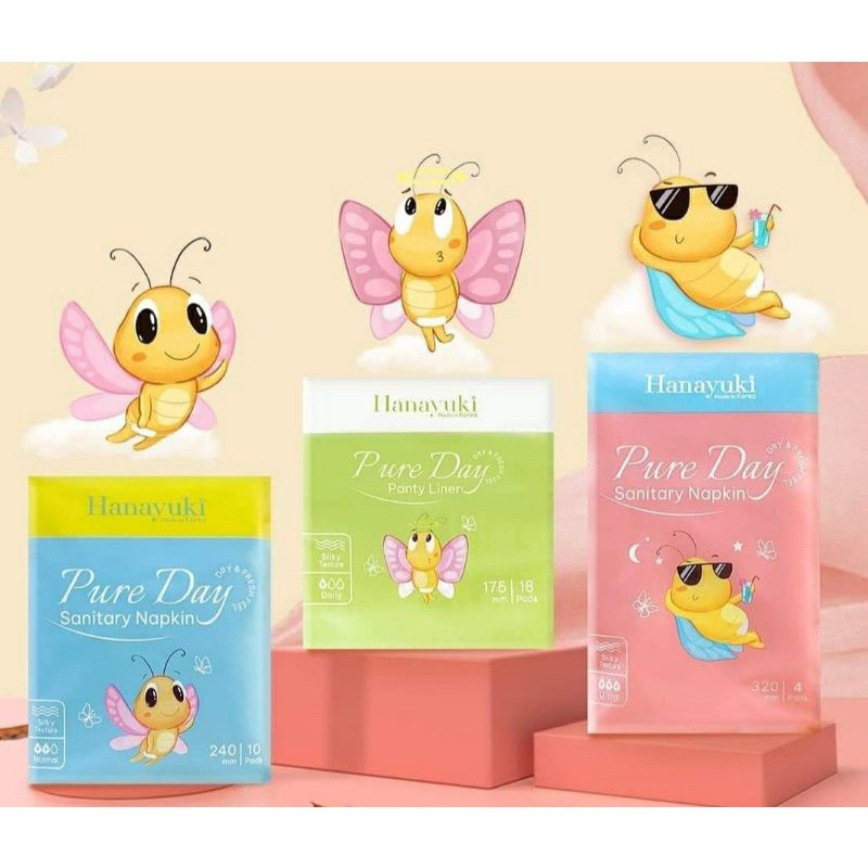 Băng vệ sinh ban đêm Hanayuki Pure Day Sanitary Napkin 4 miếng có cánh size L