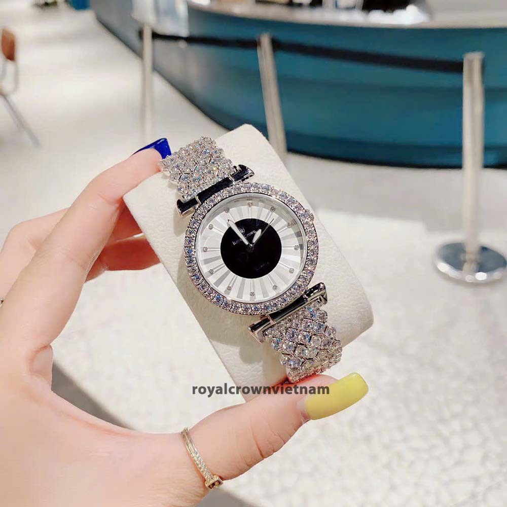 Đồng Hồ Nữ Đính Đá Chính Hãng Royal Crown 4611 Dây Kim Loại Đính Đá Chống Nước Chống Xước