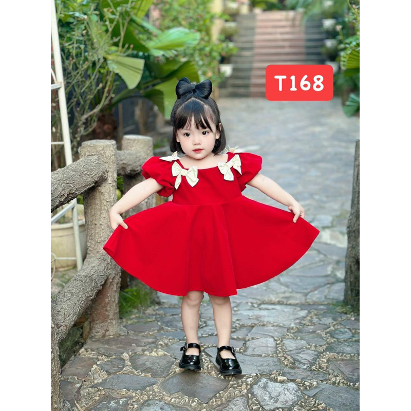 T168 Đầm cho bé Đầm nhung dáng xoè cho bé gái